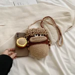 accessoire téléphone bandoulière Kawaii beige et marron