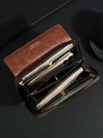 pochette en cuir pour homme avec fermeture éclair