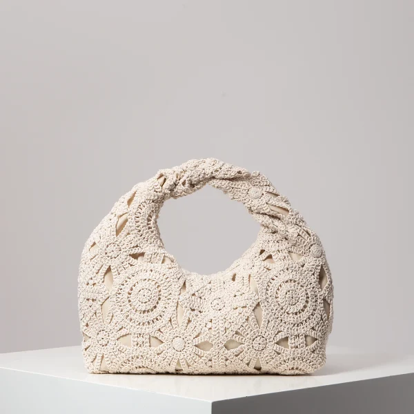 pochette femme crochet boheme blanc casse