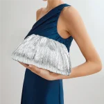pochette élégante plissée argenté