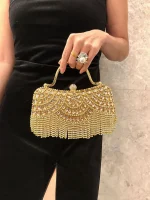 pochette élégante en strass métalliques dorée