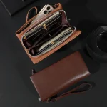 pochette cuir avec double pliage