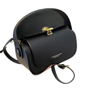 pochette noir pour femme LUEZ à rabat en cuir texturé