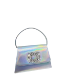 pochette mariage pour femme en cuir PU argenté