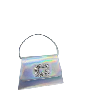 pochette mariage pour femme en cuir PU argenté