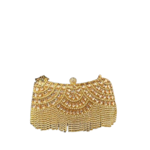 pochette dorée pour femme DUILLY en strass métalliques