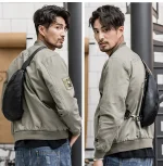 pochette banane en cuir véritable pour homme