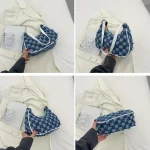pochette à carreaux en denim pour femme