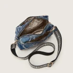 pochette en jean avec finitions en fourrure Lingge