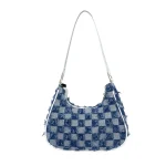 pochette tendance femme en denim à carreaux