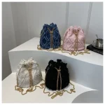 pochette en jean avec perles pour femme