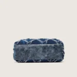 pochette élégante en jean avec bord en fourrure