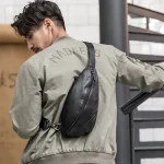 sac banane en cuir véritable pour homme